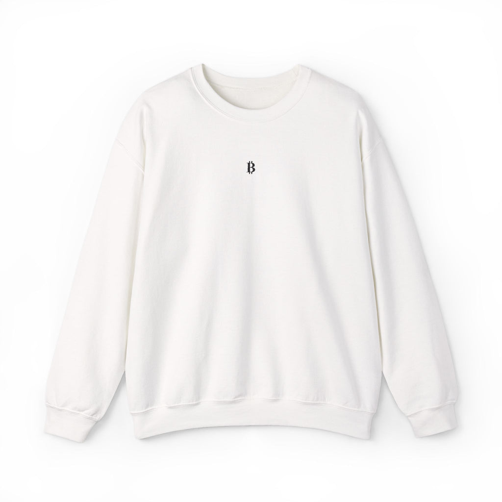 White Crewneck, Black "₿"