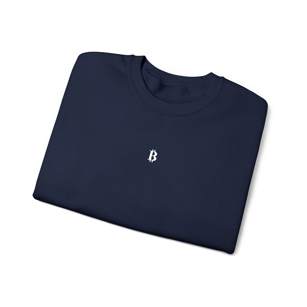 Navy Crewneck, White "₿"