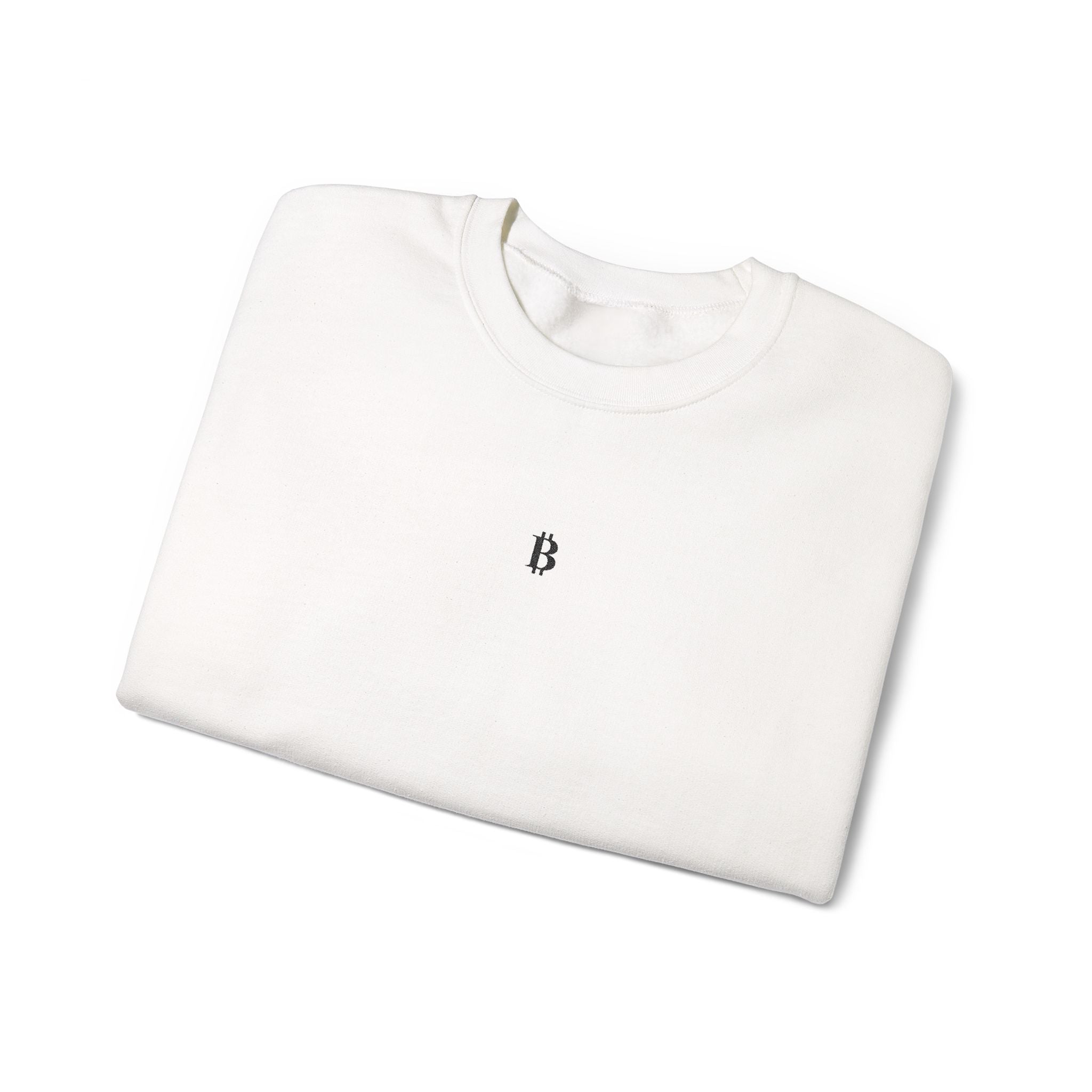 White Crewneck, Black "₿"