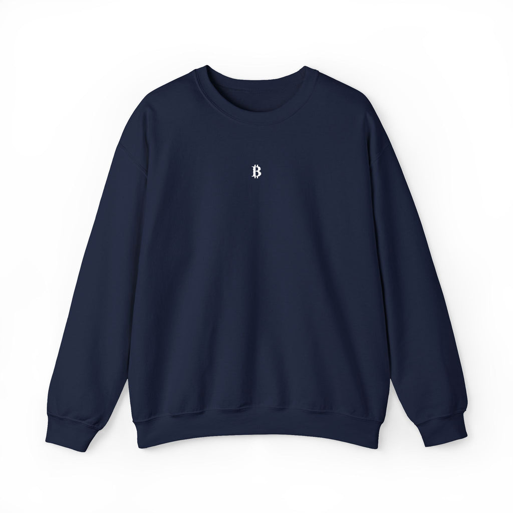 Navy Crewneck, White "₿"