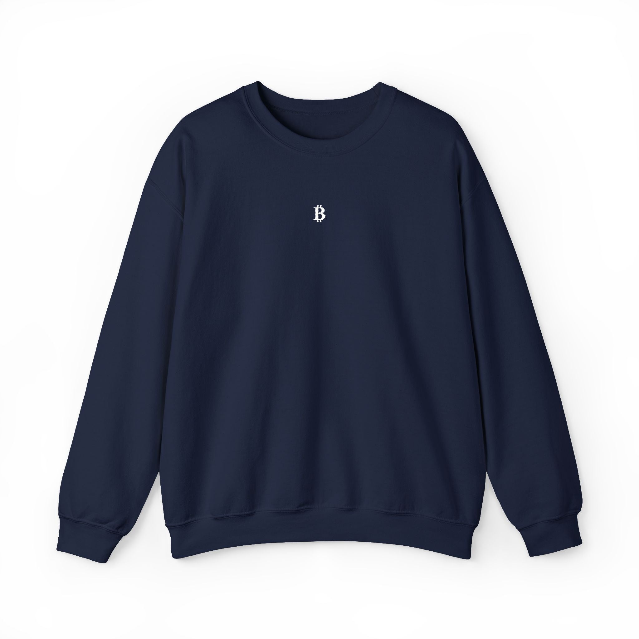 Navy Crewneck, White "₿"