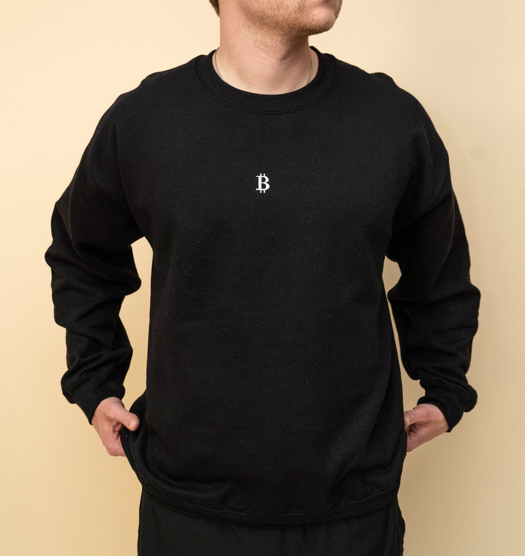 Black Crewneck, White "₿"