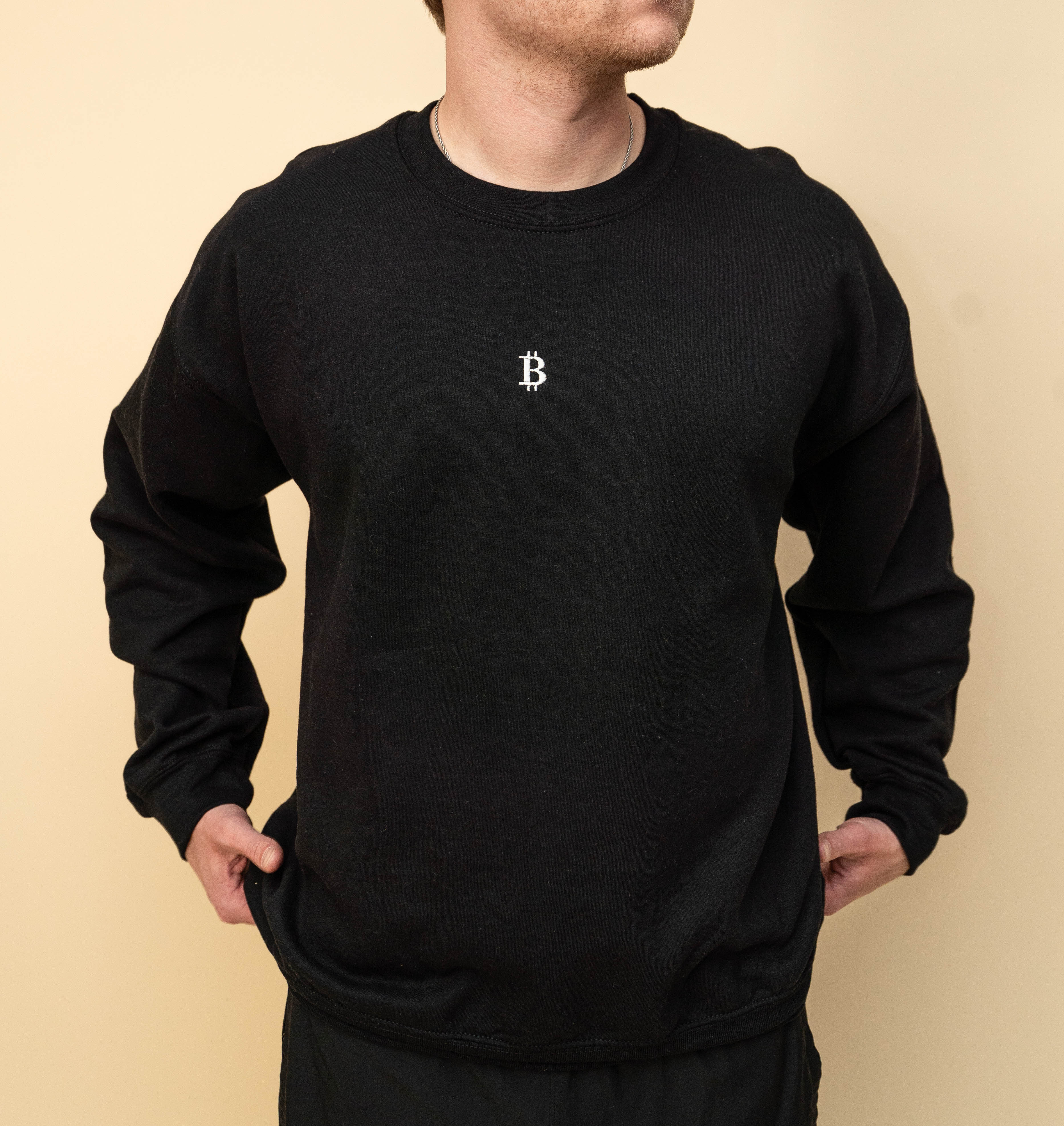 Black Crewneck, White "₿"