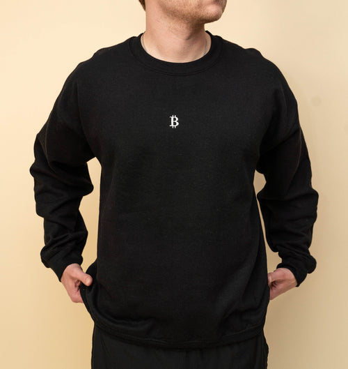 Black Crewneck, White "₿"