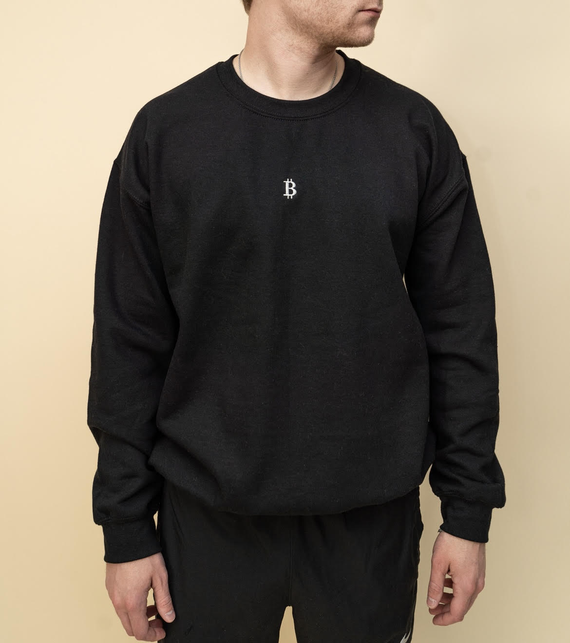 Black Crewneck, White "₿"