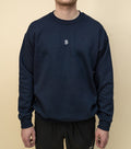Navy Crewneck, White "₿"