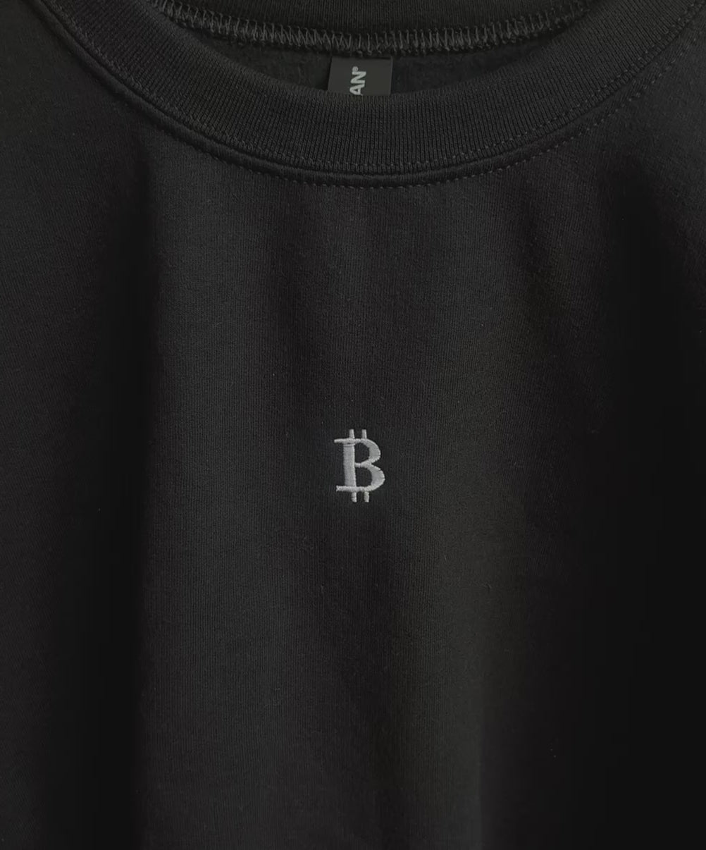 Black Crewneck, White "₿"