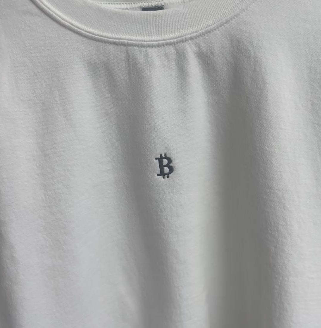 White Crewneck, Black "₿"